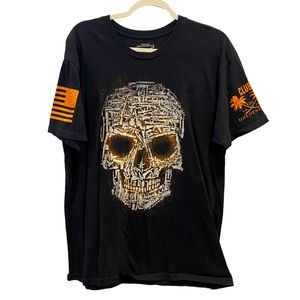 Grunt Style Skull Casual Graphic T-Shirt Sz XL Black
